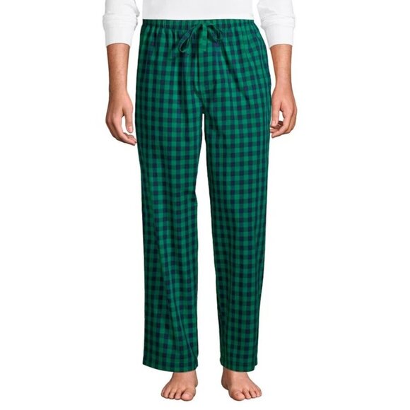 NWOT Lands' End Men's Size XL Green Plaid Flannel Pajama Pants - Picture 1 of 8